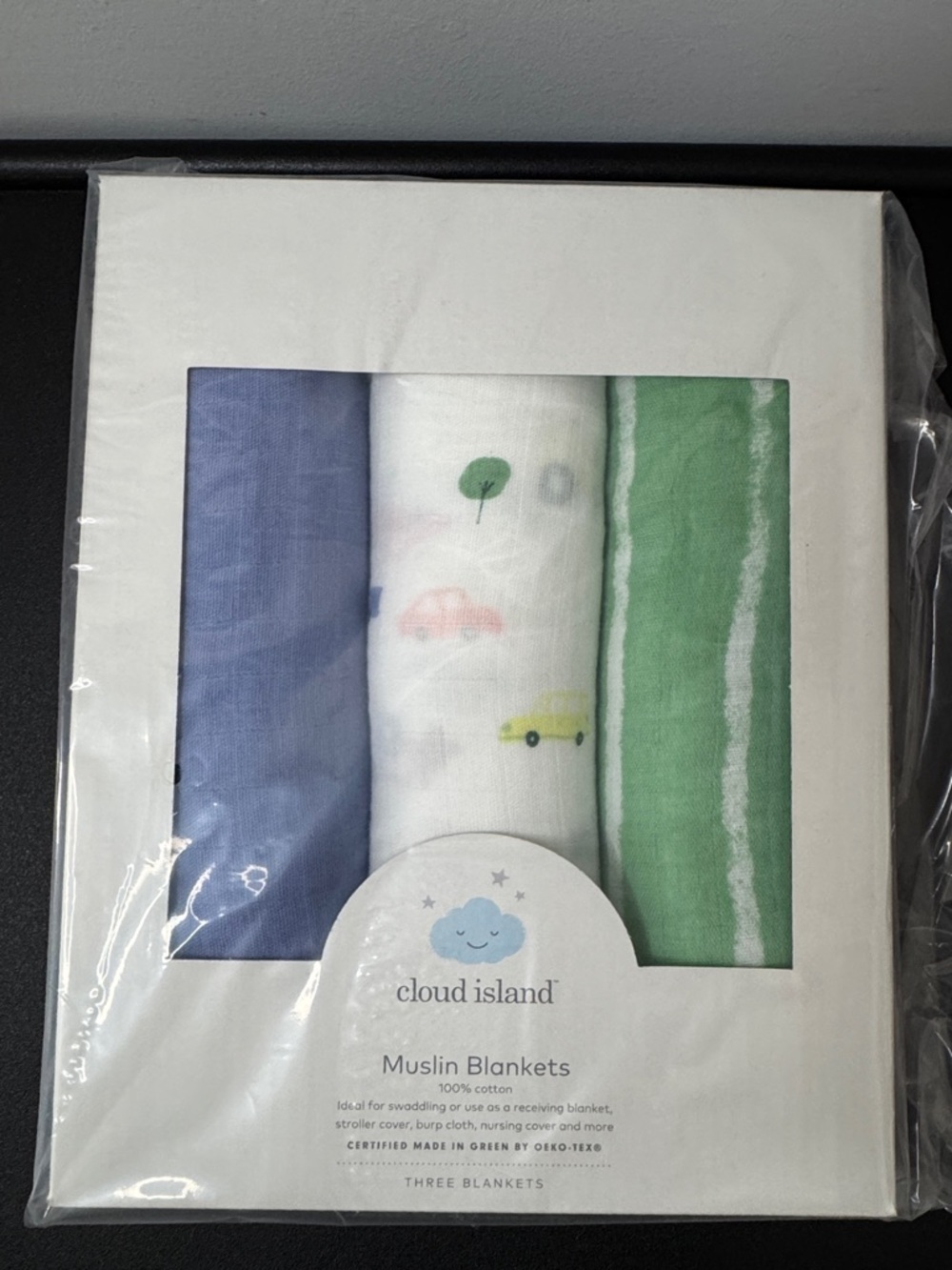 Cloud Island Baby Muslin Swaddle Blanket Trio New NIB